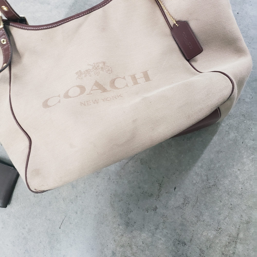 Coach Beige and Brown Shoulder Bag